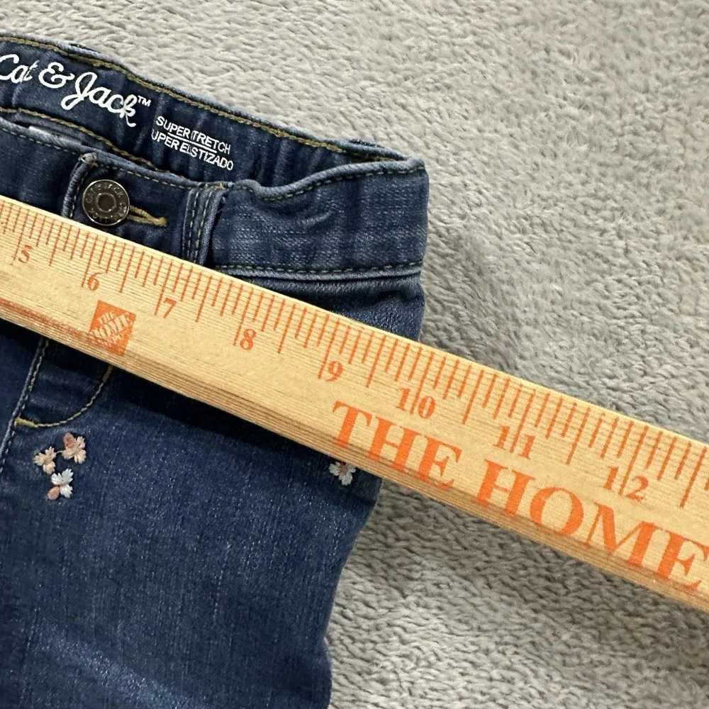 Cat & Jack Floral Jeans Girls Kids 3T Blue Skinny School Pockets Cute